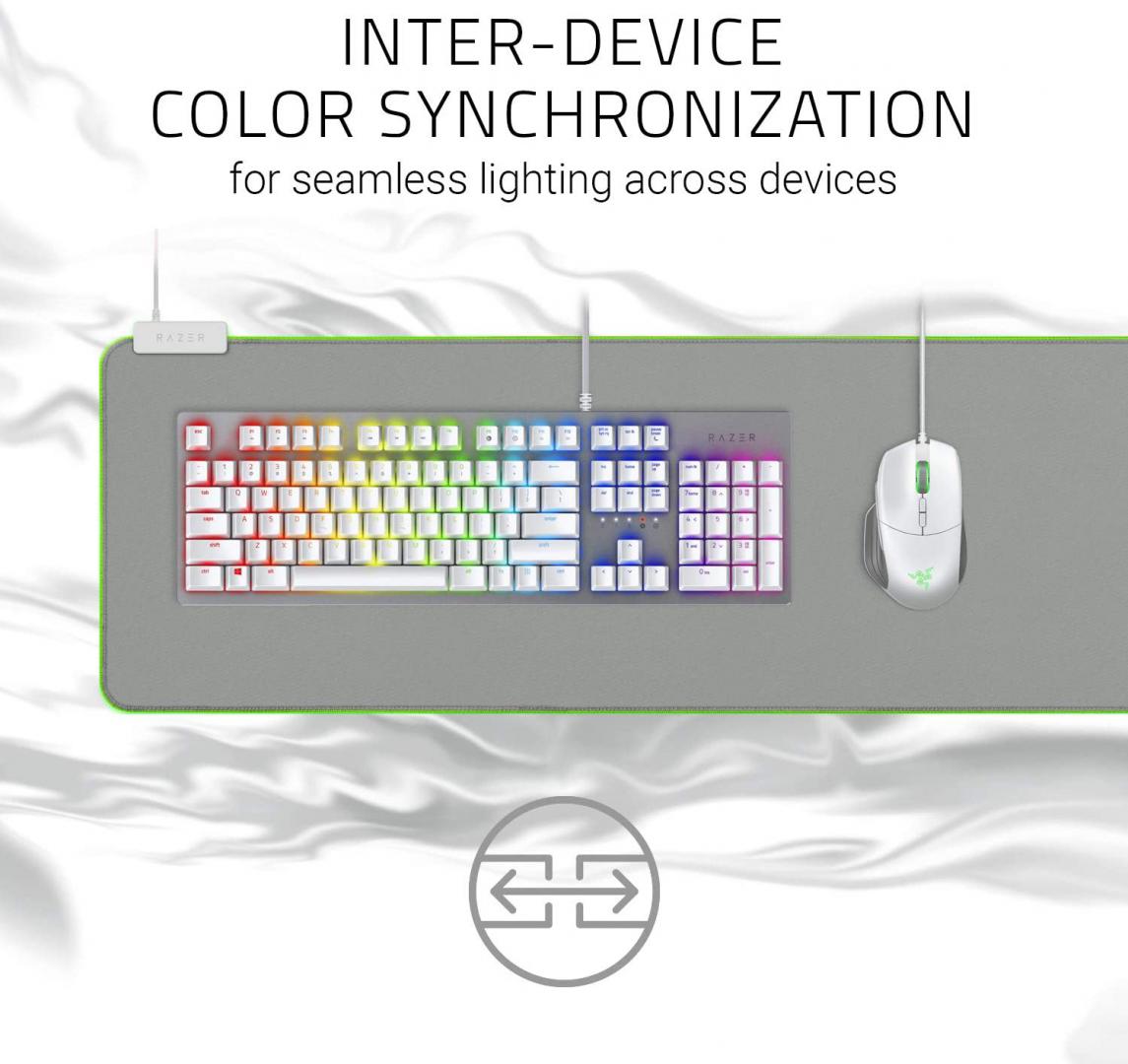 Mousepad gaming Razer Goliathus Extended Chroma, RGB, madhësi e madhe, Mercury e bardhë