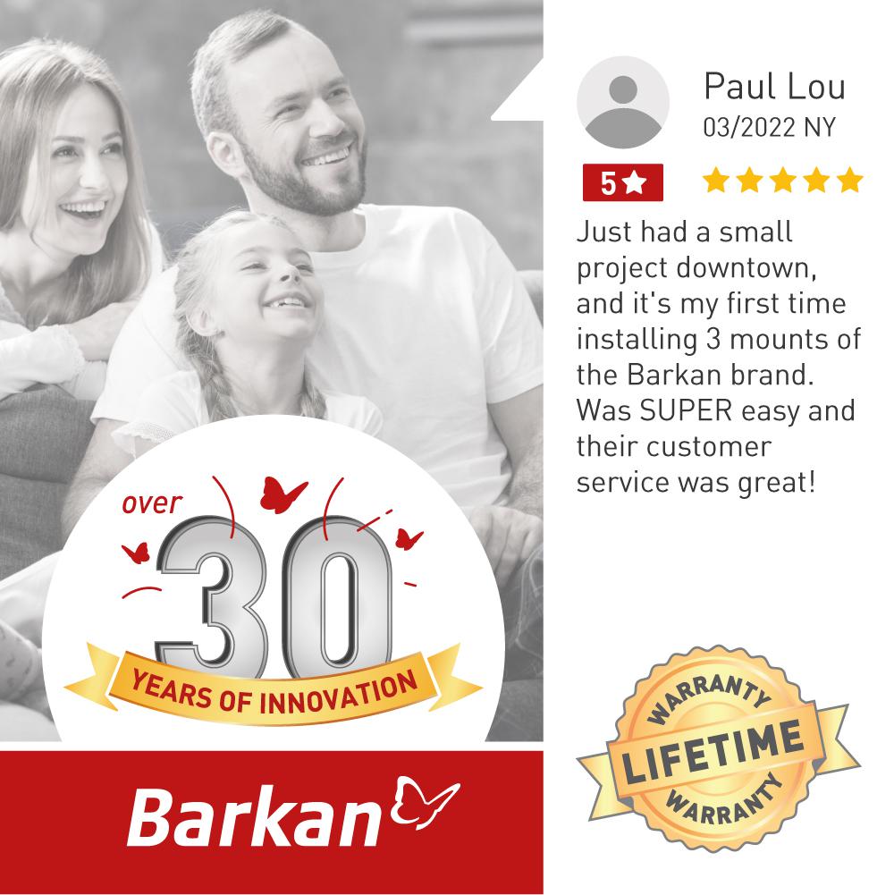 Kllapë murale për TV Barkan, 13" 65", krah 76cm, deri 36kg, e zezë