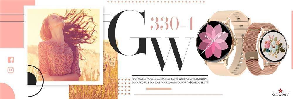 Smartwatch Giewont GW330, Bluetooth, monitorim aktiviteti, rozë