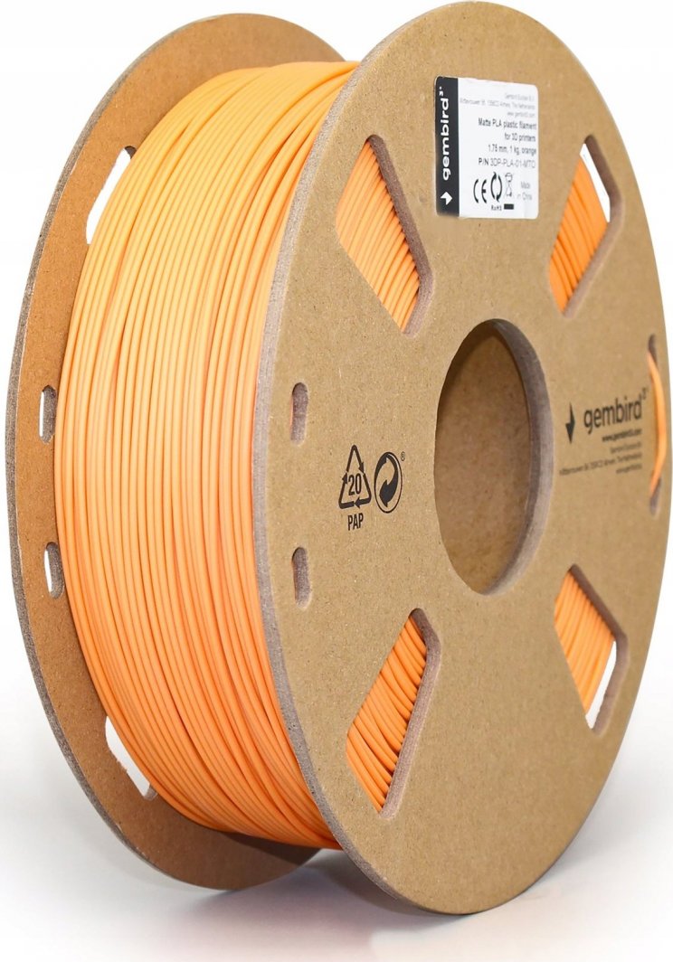 Filament Gembird PLA, 1.75mm, 1kg, i portokalltë