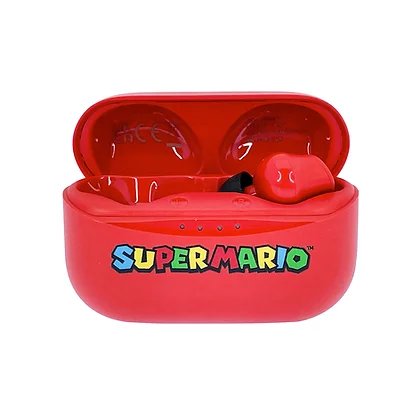 Kufje wireless OTL Technologies SM0894 Super Mario TWS, Bluetooth 5.0, me kuti karikimi, të kuqe