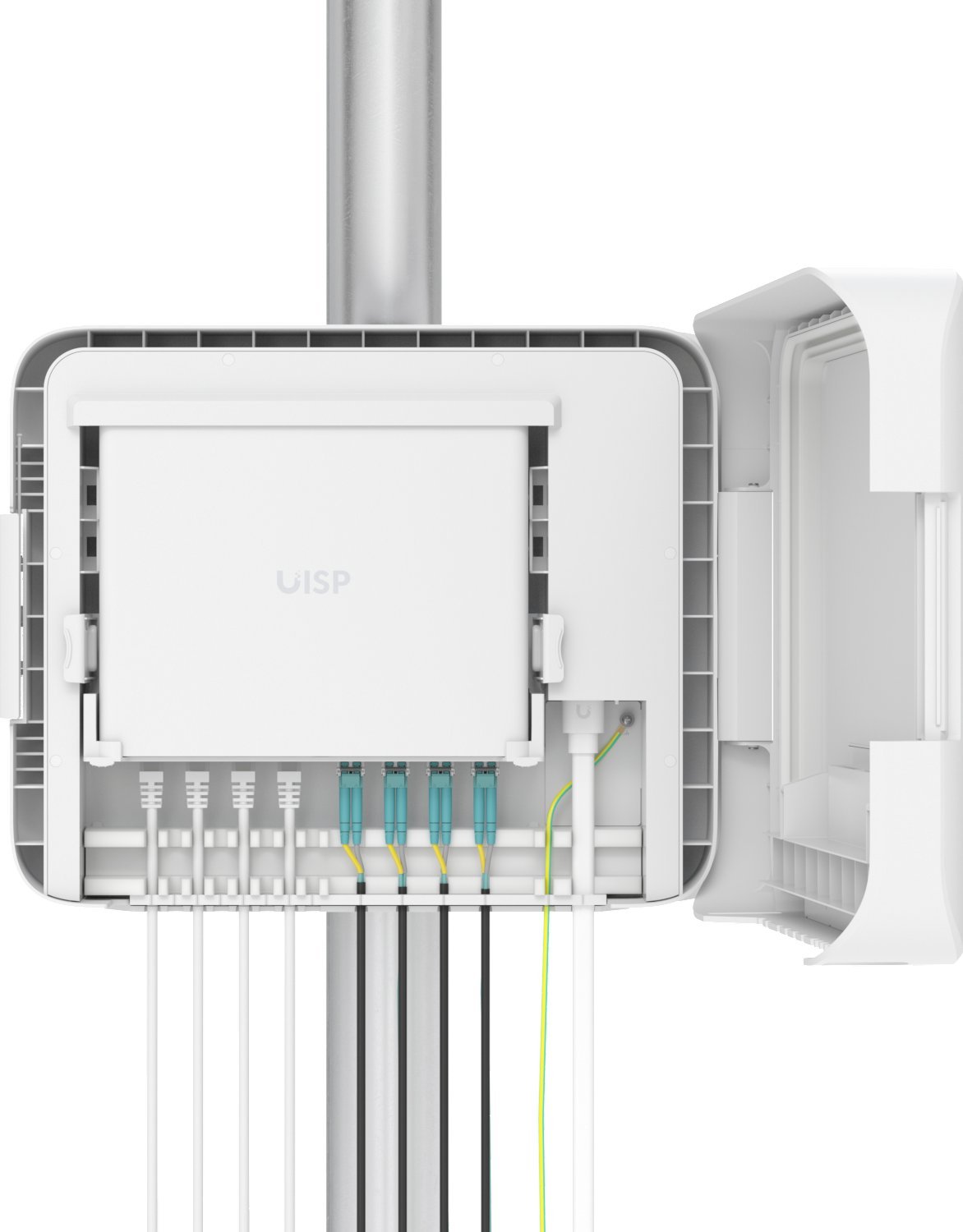 Kasë mbrojtëse rrjeti Ubiquiti UISP BOX PLUS, montim mur dhe shtyllë, IPX6, gri