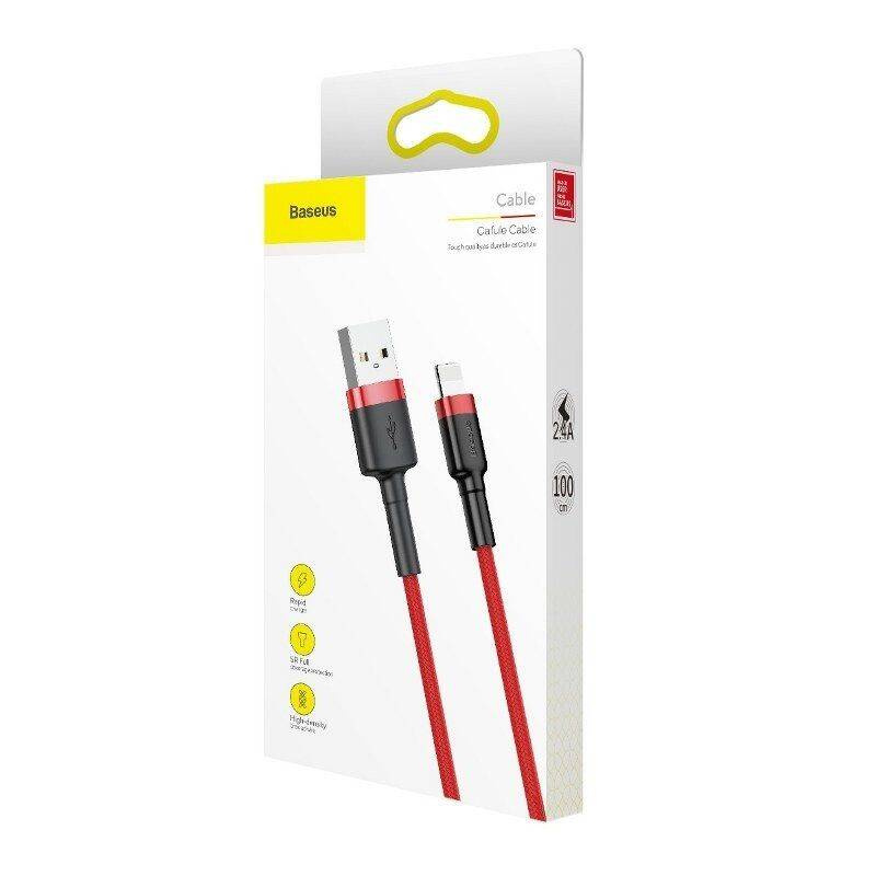 Kabllo USB Baseus USB A në Lightning, 0.5 m, 2.4A, e kuqe