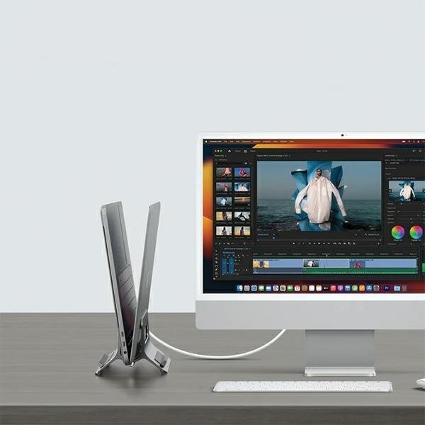 Standi vertikal për laptop Sodi Gravitational SMS-300, alumini, kompatibil deri 27mm, argjendtë