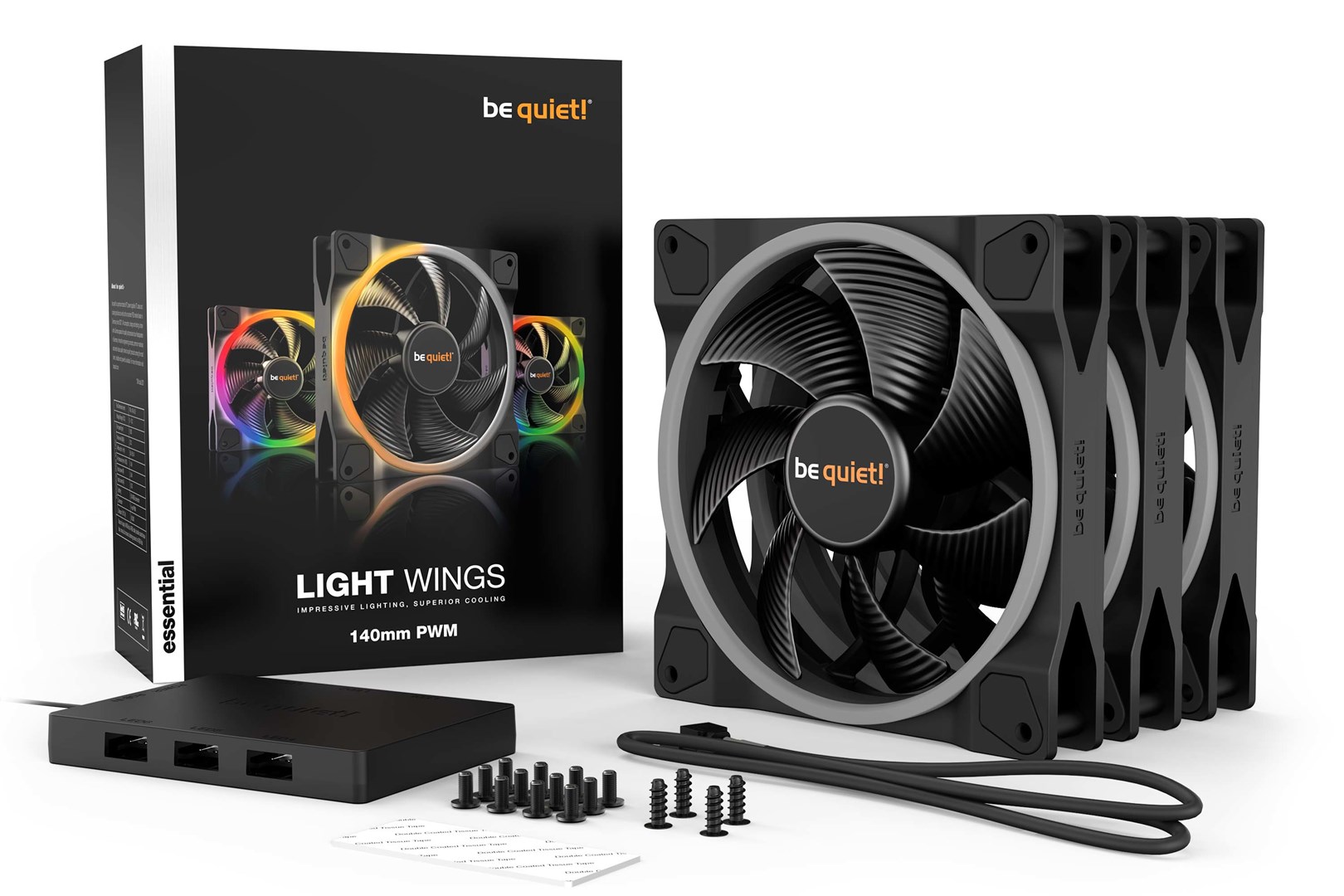Вентилатори be quiet! Light Wings, 140 mm, PWM, црни