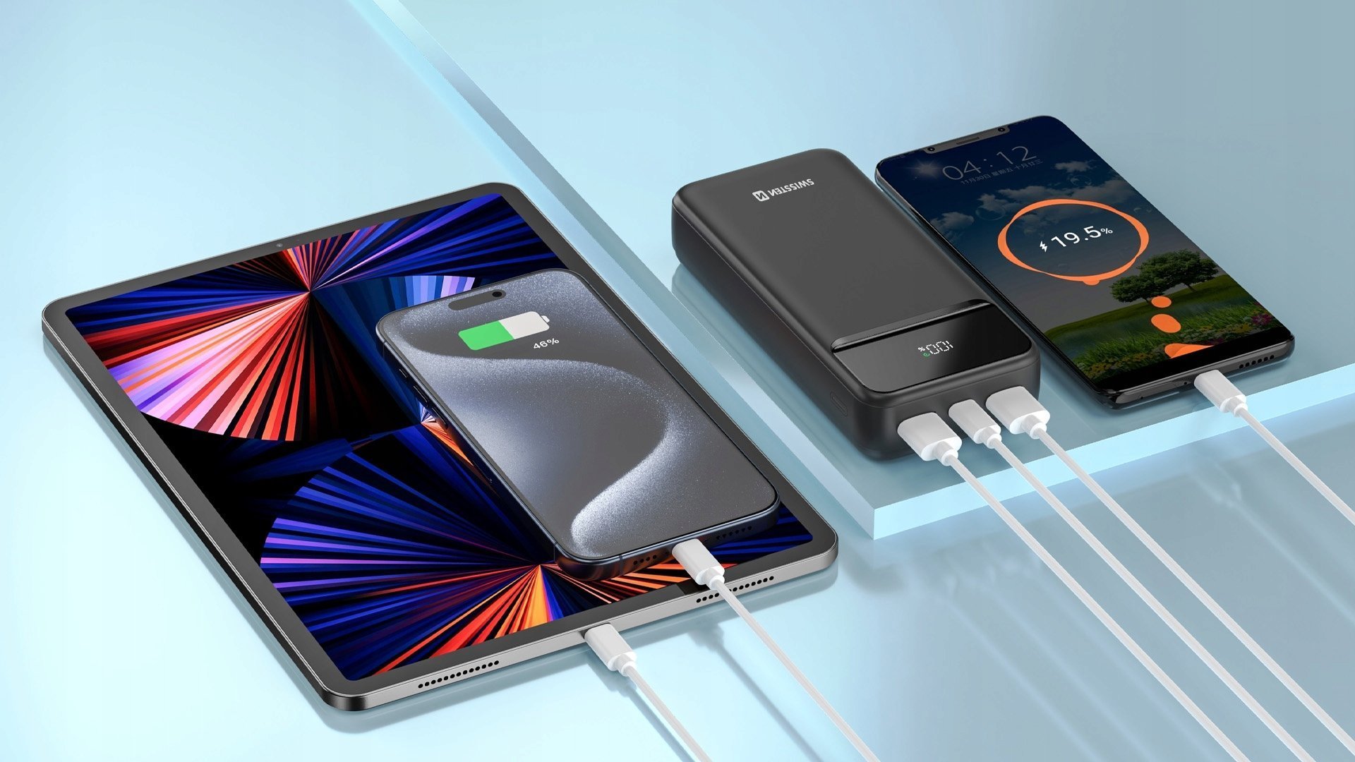 Powerbank Swissten Power Line II, 20000mAh, 22.5W, i zi