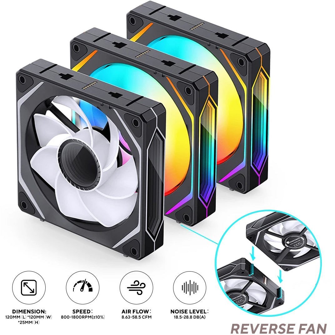 Ventilator PC Jonsbo ZL-120BR, 120mm, PWM ARGB, set 3 copë, i zi