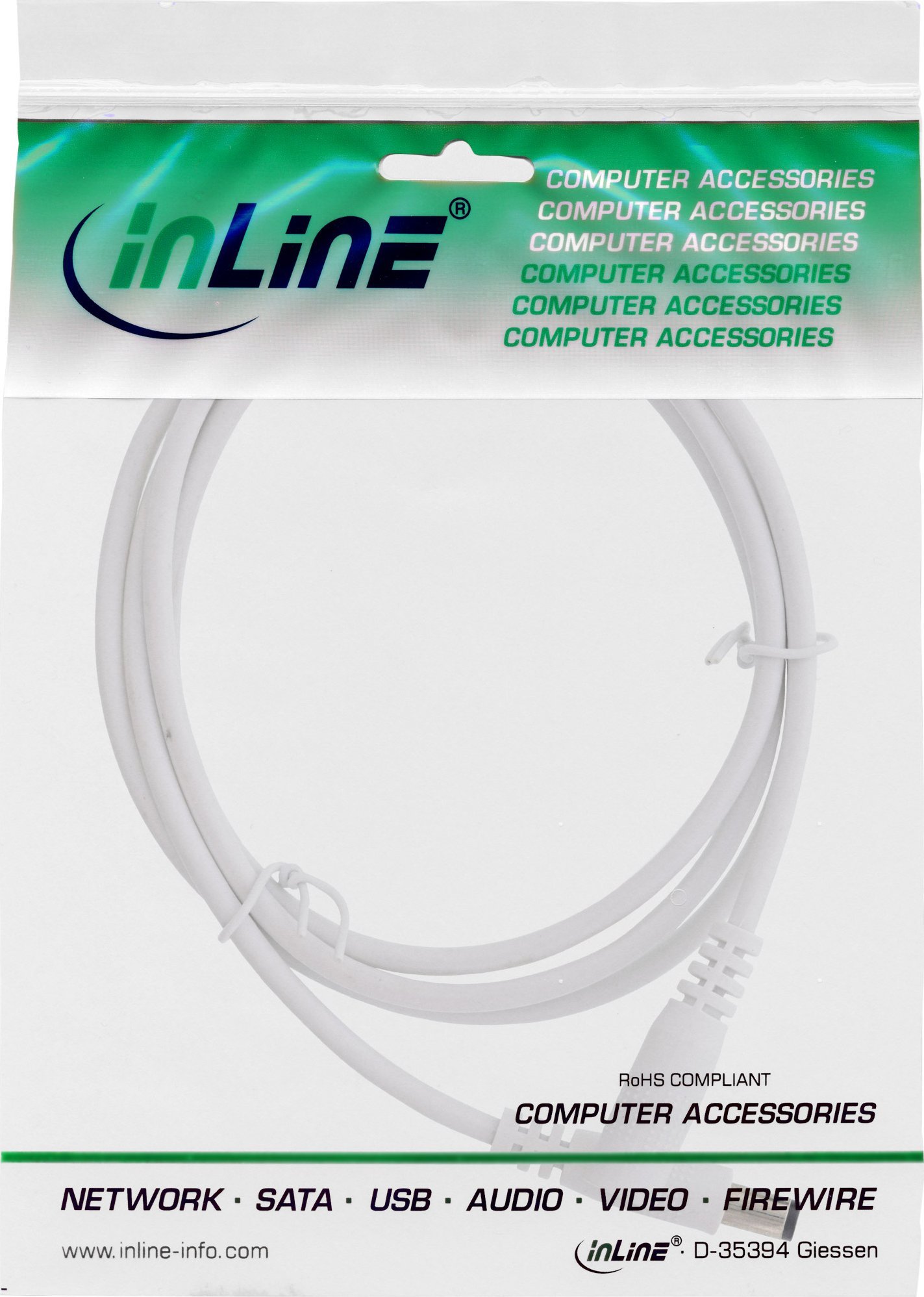 Kabull zgjatues DC InLine, prizë 5.5x2.1mm, 3m, i bardhë