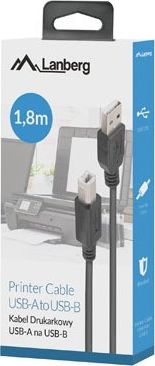 Kabllo USB LANBERG CA-USBA-15CU-0018-BK, USB 2.0 A në B, 1.8m, e zezë