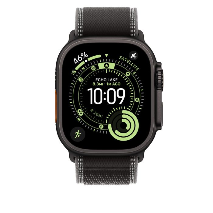 Apple Watch 49mm Loop, Black/Charcoal Trail Loop, M/L, Black Titanium Finish