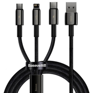 BASEUS кабел Superior 3in1, USB-A - USB-C / micro USB / Lightning, полнење, 1,5 m, црна