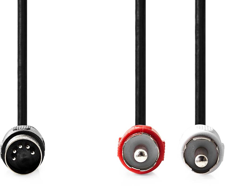 Kabllo audio Nedis CAGL20200BK10, DIN 5 pin në 2xRCA, 1 m, i zi