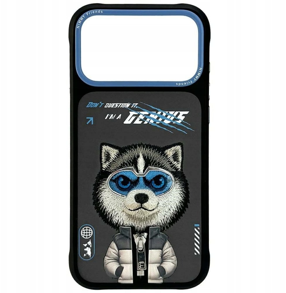 Kapak telefoni Nimmy Cool and Cute 2.0 Wolf për iPhone 17 Pro Max, mbrojtëse smartphone, i zi
