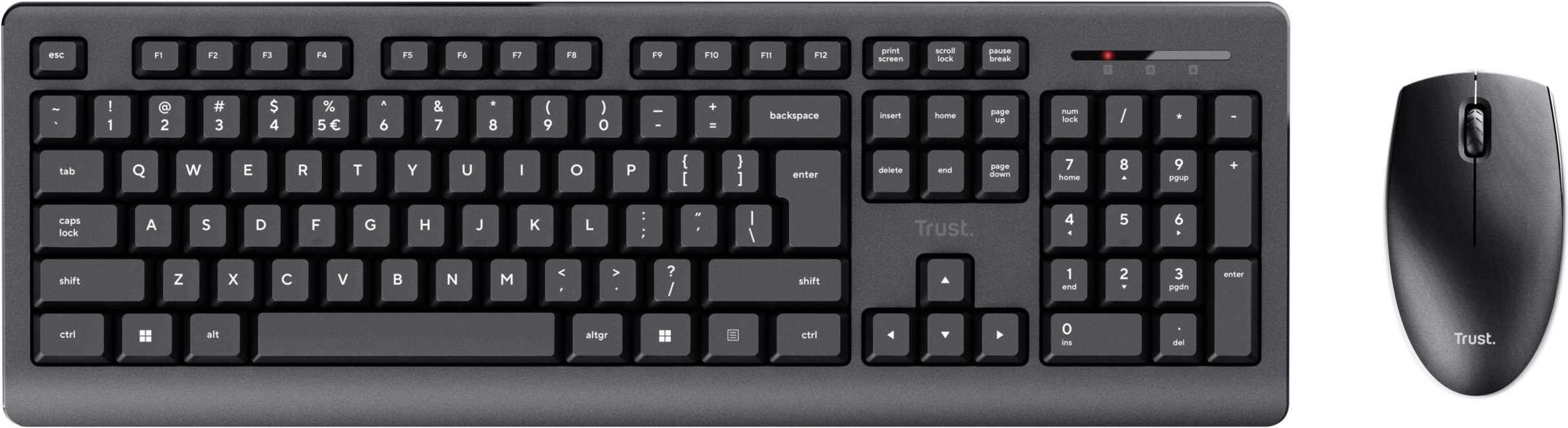 Set tastierë dhe mi Trust Primo, wireless, layout gjerman QWERTZ, i zi