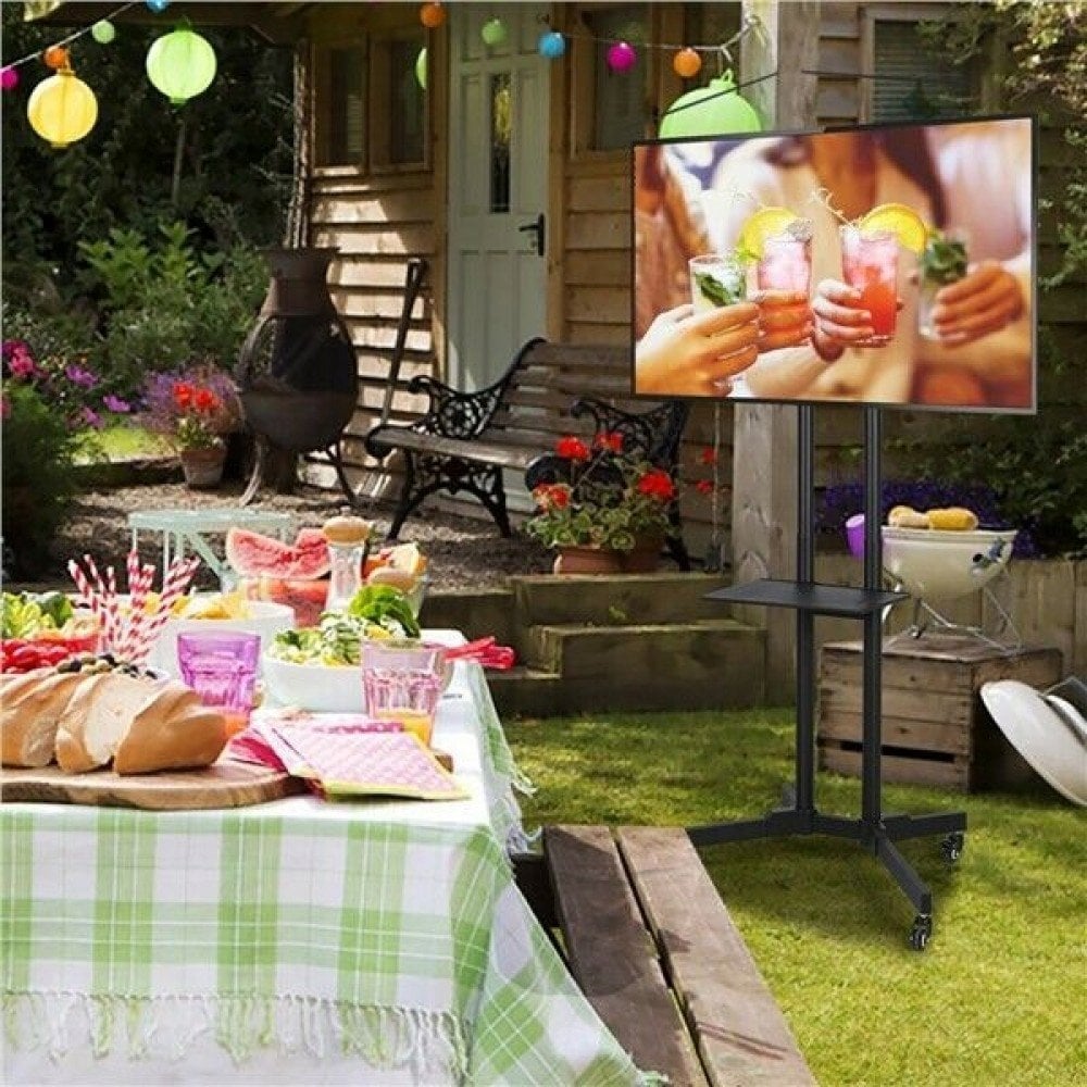 Karrocë televizioni universale, 32-70", lartësi e rregullueshme, me rrota, e zezë