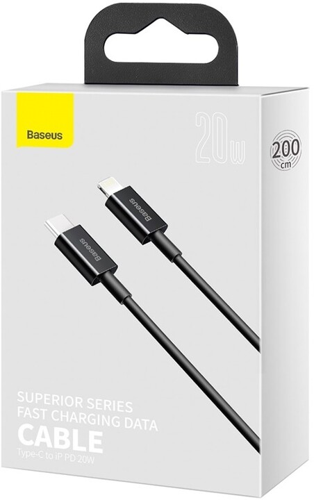 Kabllo BASEUS Superior Series USB-C - Lightning, 20W, 2m, e zezë