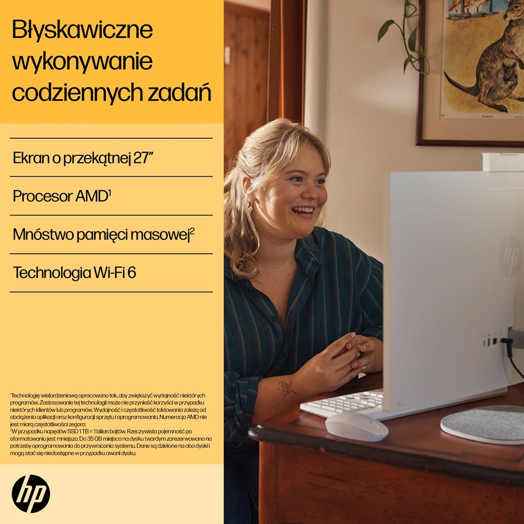 Kompjuter All in One HP 27-cr0232nw, Ryzen 5, 16GB 512GB SSD, i bardhë