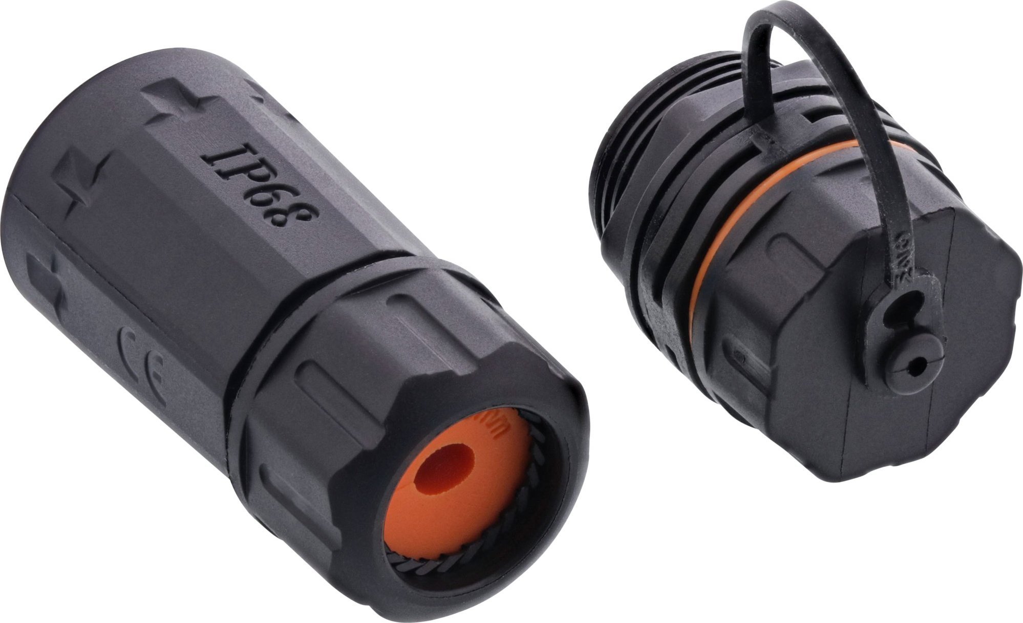 Kupletor мрежен InLine Cat6a, IP68, 2x RJ45 F/F, црн