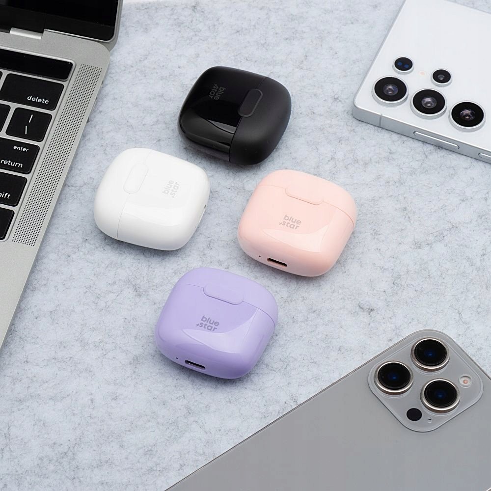 Kufje wireless in ear Blue Star TWS Fi7, Bluetooth 5.3, 5 orë bateri, të bardha