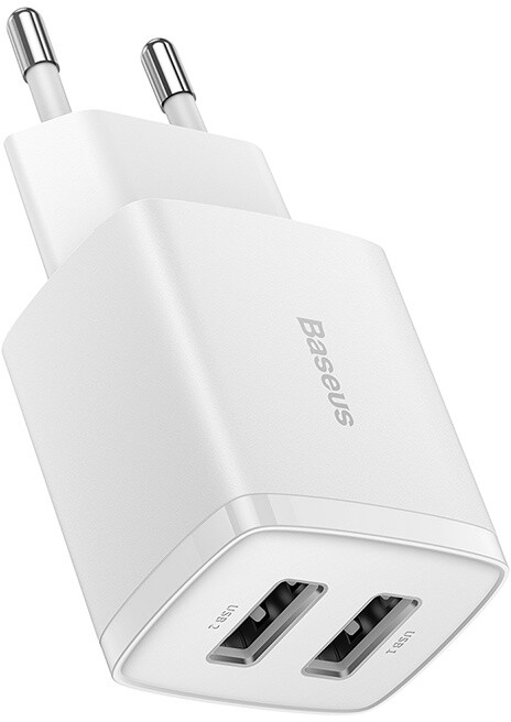 Karikues Baseus, 2xUSB-A, 10.5W, i bardhë