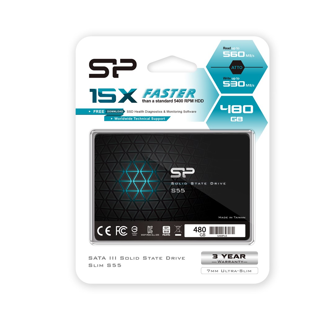 Disk SSD Silicon Power Slim S55, 2.5", 480GB, SATA III