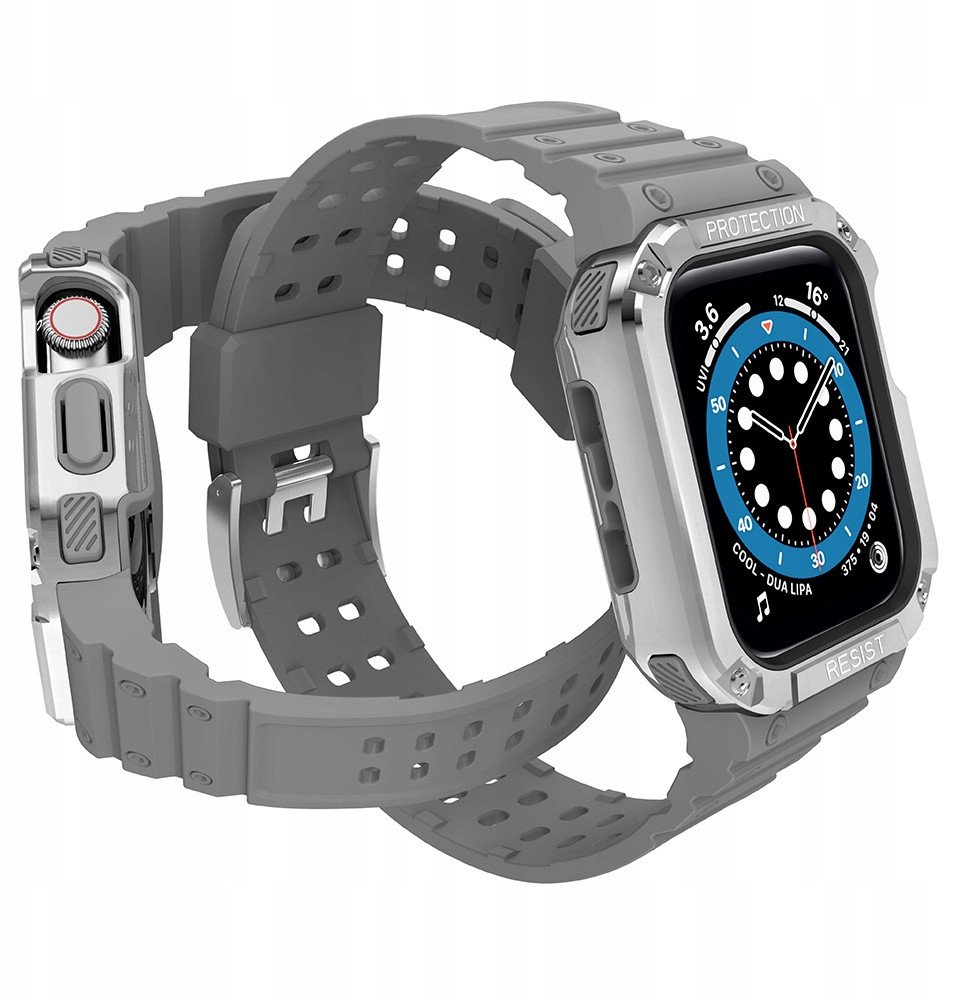 Rrip me mbrojtëse për Apple Watch 2/3/4/5/6/7/8/9 SE, 38/40/41mm, TPU, gri argjend