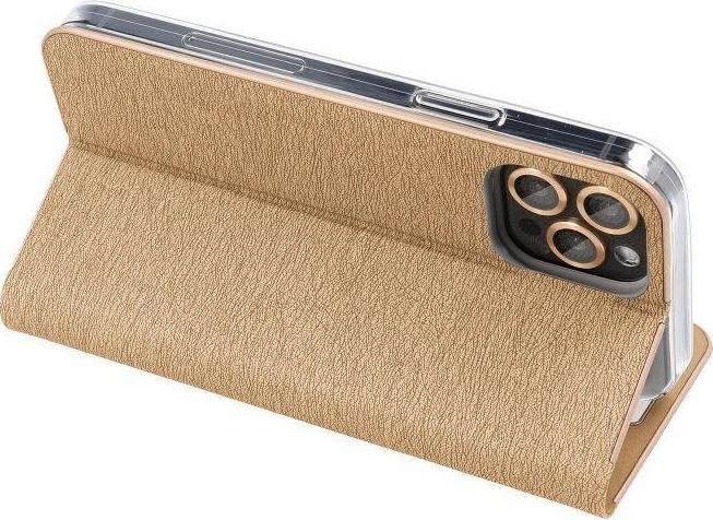 Këllëf libri Luna për Samsung Galaxy A13 5G A04s, me magnet, gold
