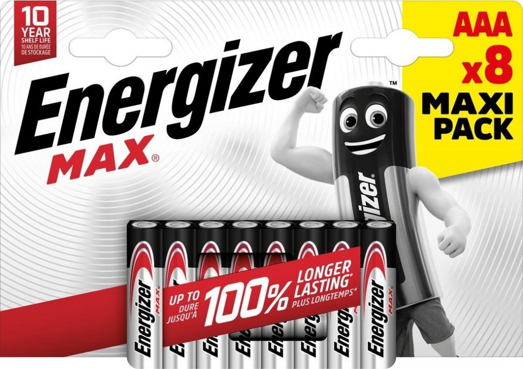 Bateri alkaline Energizer MAX AAA LR03, paketim ECO, 8 copë