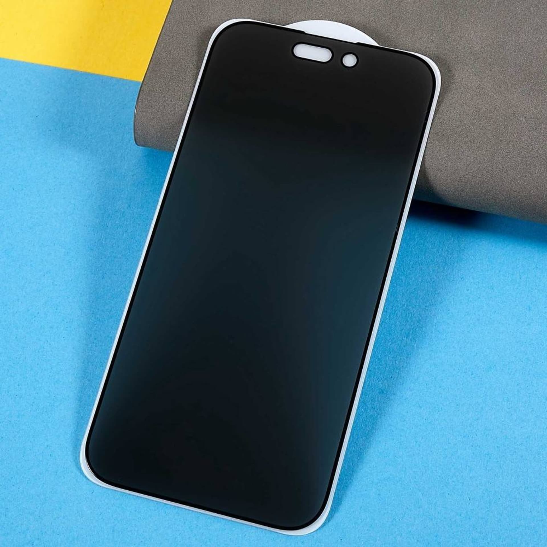 Mbrojtëse ekrani Privacy për iPhone 14 Pro, xham i fortifikuar, kornizë e zezë