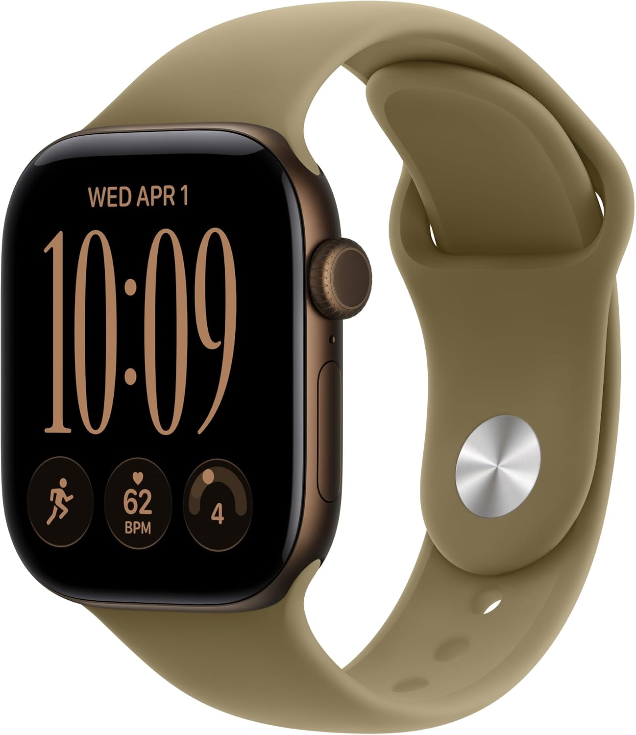 Apple Watch S12 GPS 42mm Dark Bronze Aluminium Case with Olive Sport Band, M/L