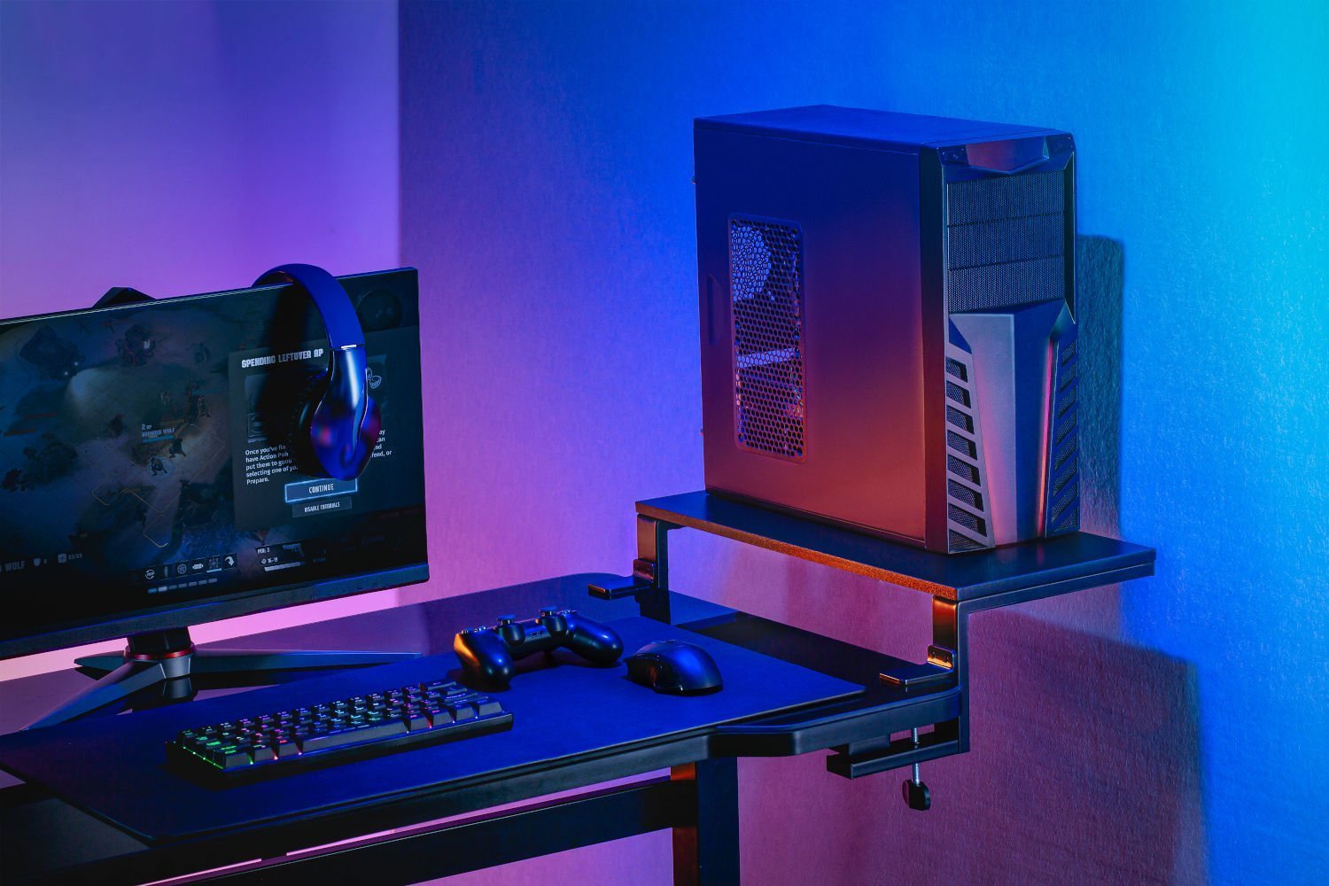 Raft tavoline Mozos ERGO CLAMP, për pajisje kompjuterike, kapëse në tavolinë, i zi