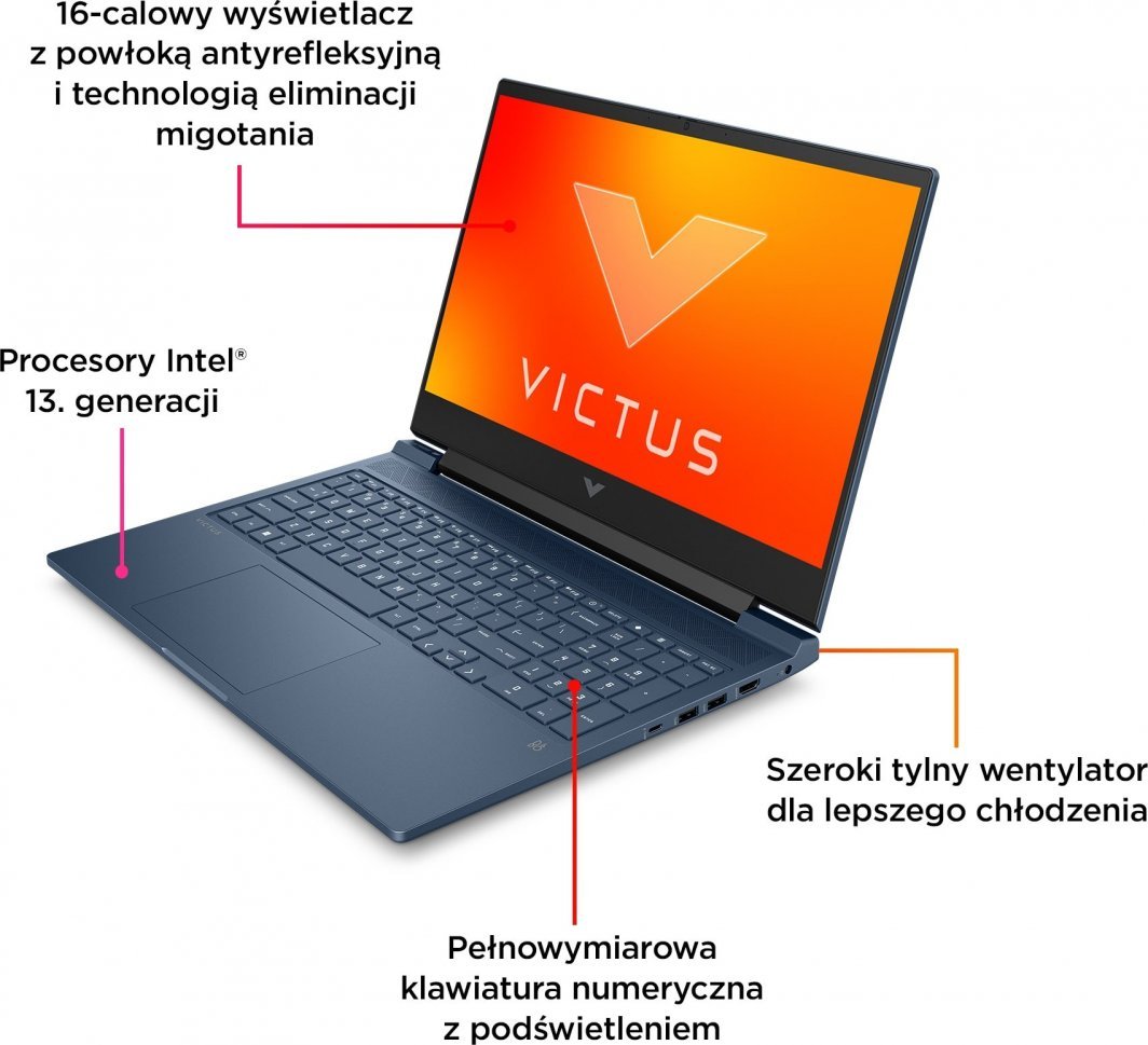 Laptop HP Victus 16, 16" 144 Hz, Intel Core i5 13500H, 16 GB RAM, 512 GB SSD, Nvidia GeForce RTX 4050, i kaltër