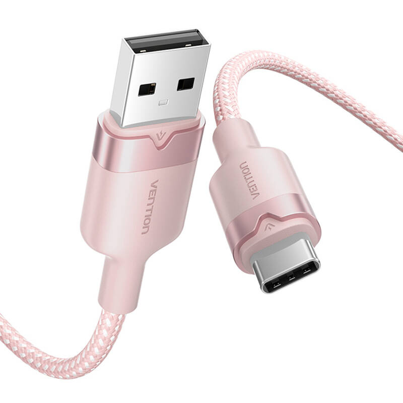 Kabllo USB Vention, USB A në USB C, 3A, 2m, rozë