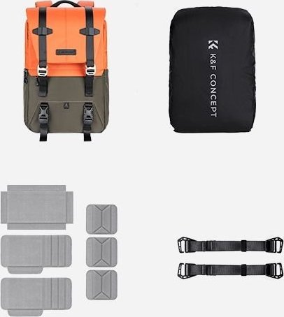 Çantë fotografike K&amp;F Concept KF13.087AV1, 20L, për DSLR dhe laptop 15.6", portokalli jeshile