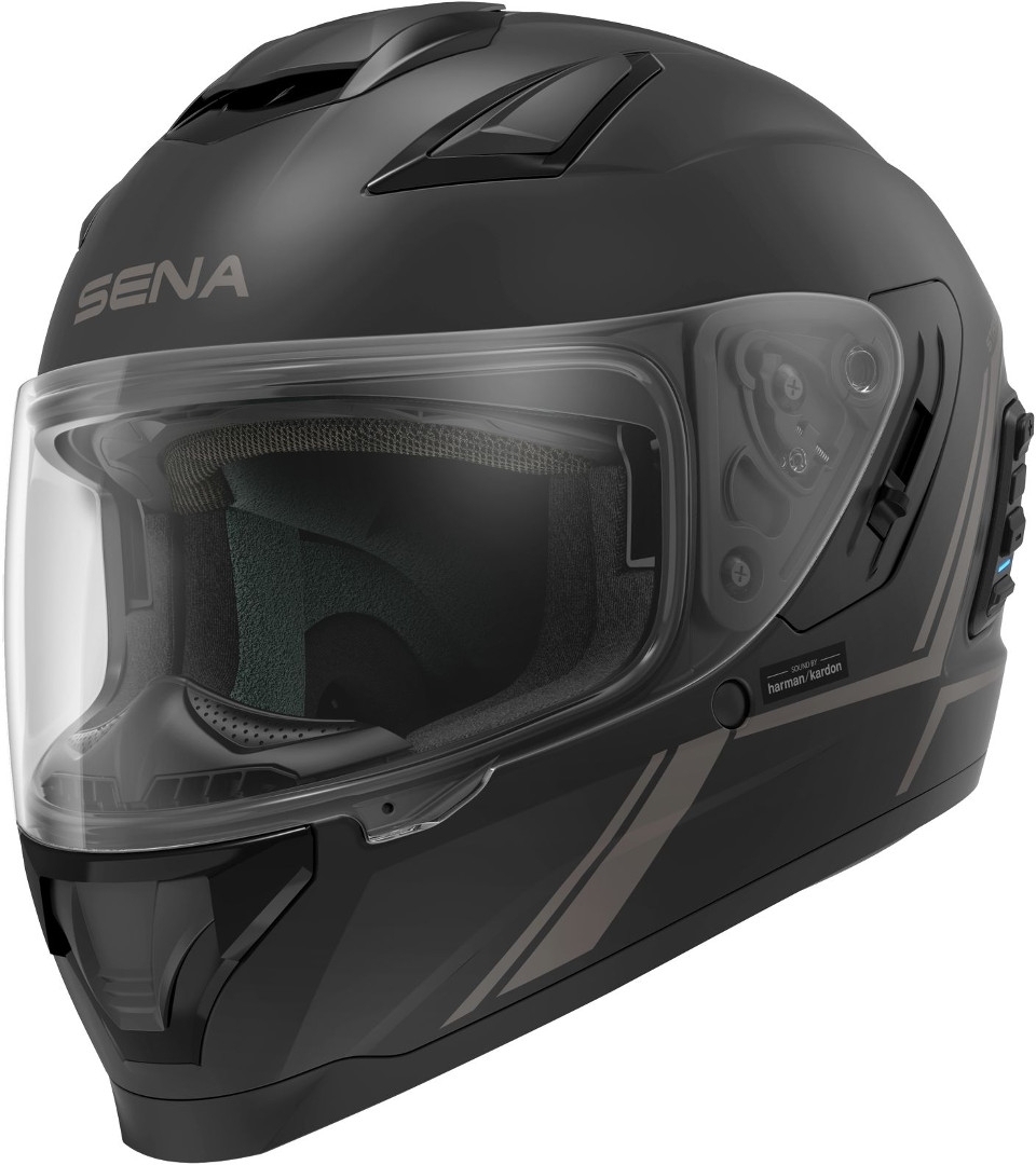 Kaskë motoçiklete Sena Stryker, full face, sistem komunikimi Mesh dhe Bluetooth, mat e zezë, M