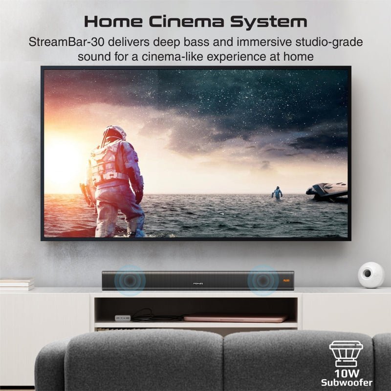 Саундбар Promate Streambar 30, 30W, BassBoost, бел
