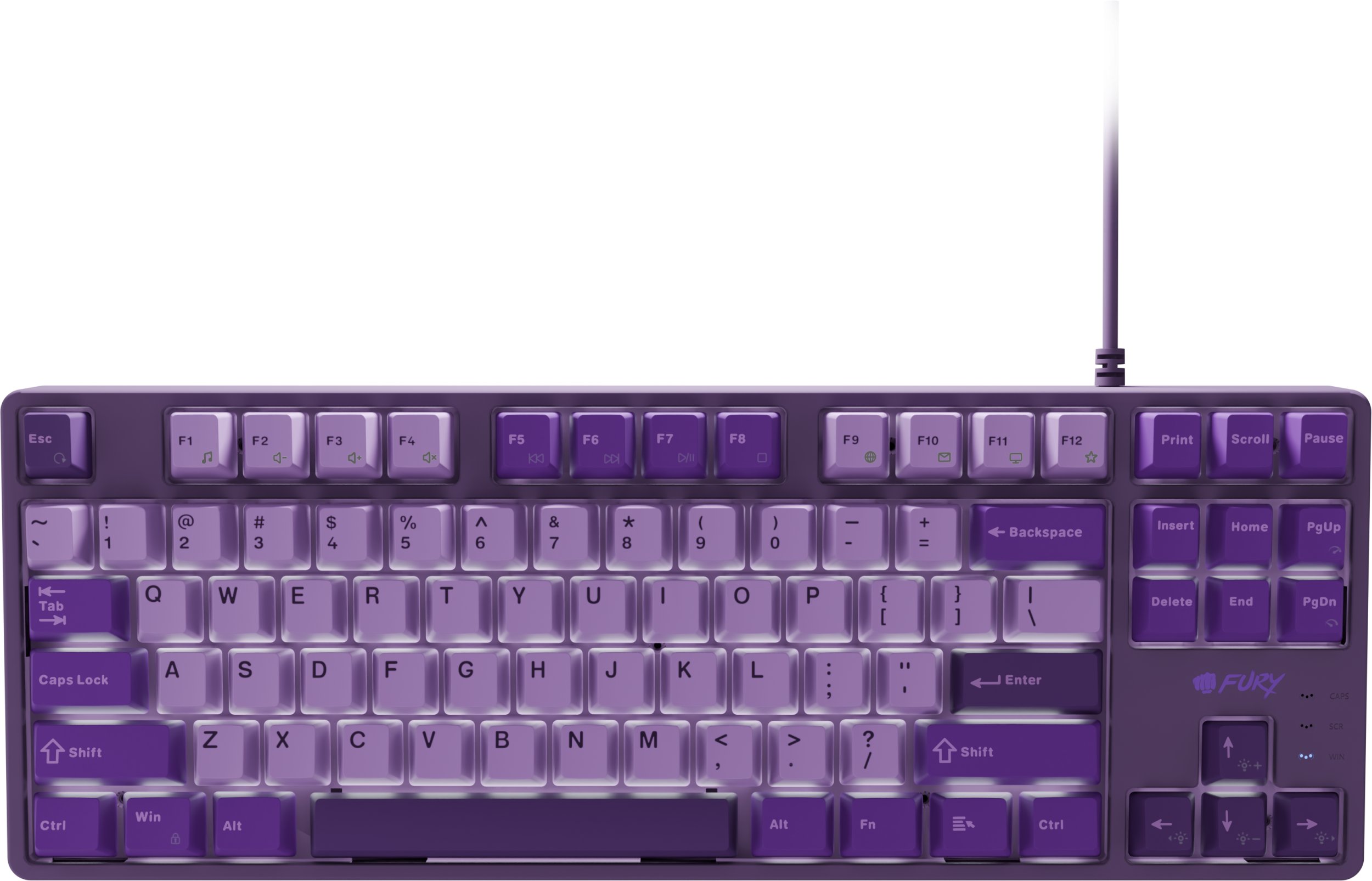 Tastierë mekanike lojërash Fury Kanabo K2 TKL, me ndriçim, me kabllo 160cm, vjollcë