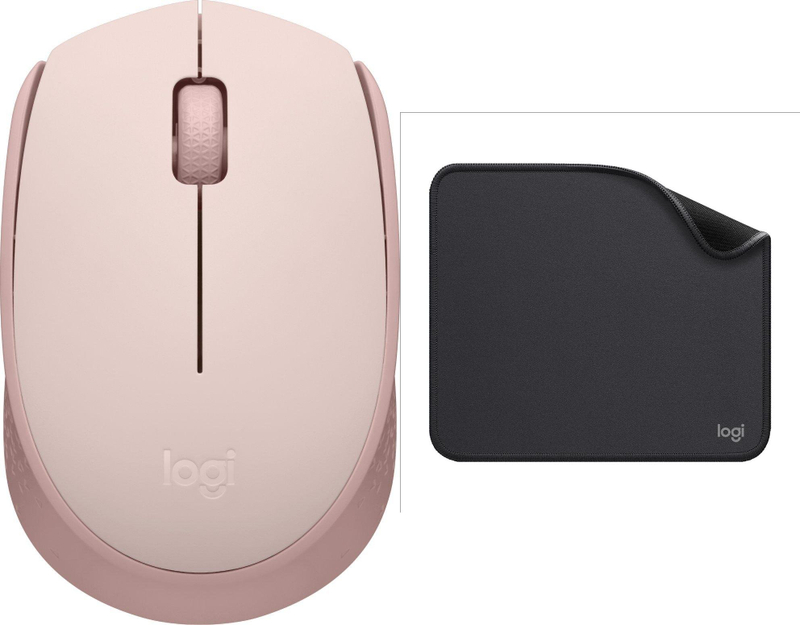 Set maus dhe mousepad Logitech M171, wireless 2.4 GHz, Studio Series, rozë dhe grafit