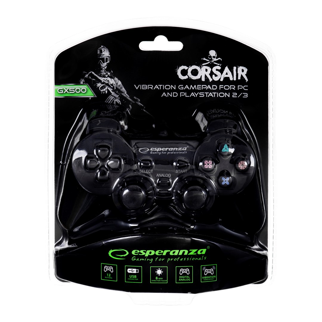 Gamepad Esperanza Corsair EG106, me kabllo, vibrim, i zi
