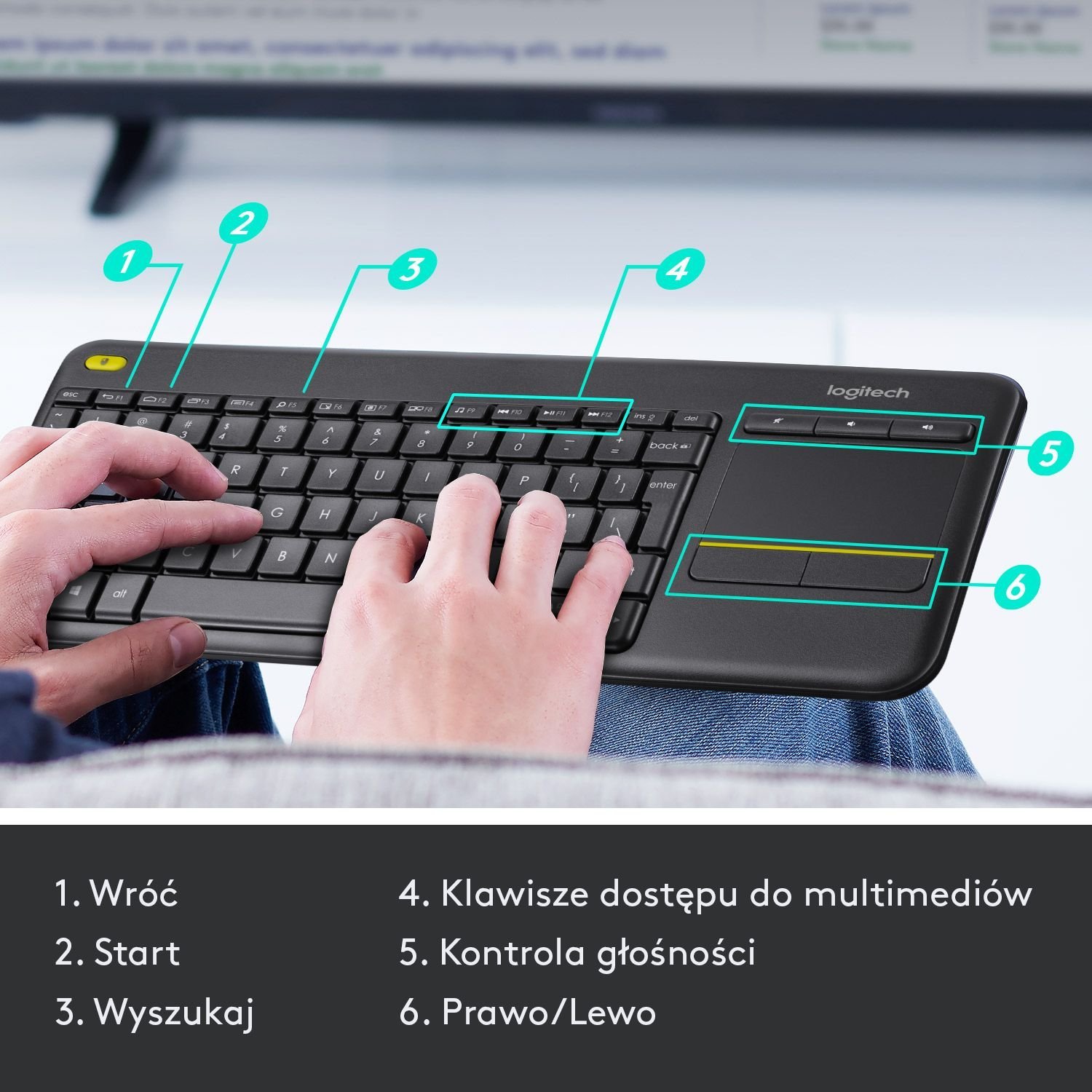 Set tastierë dhe kamerë Logitech K400 Plus me touchpad, wireless, Brio 100, e zezë