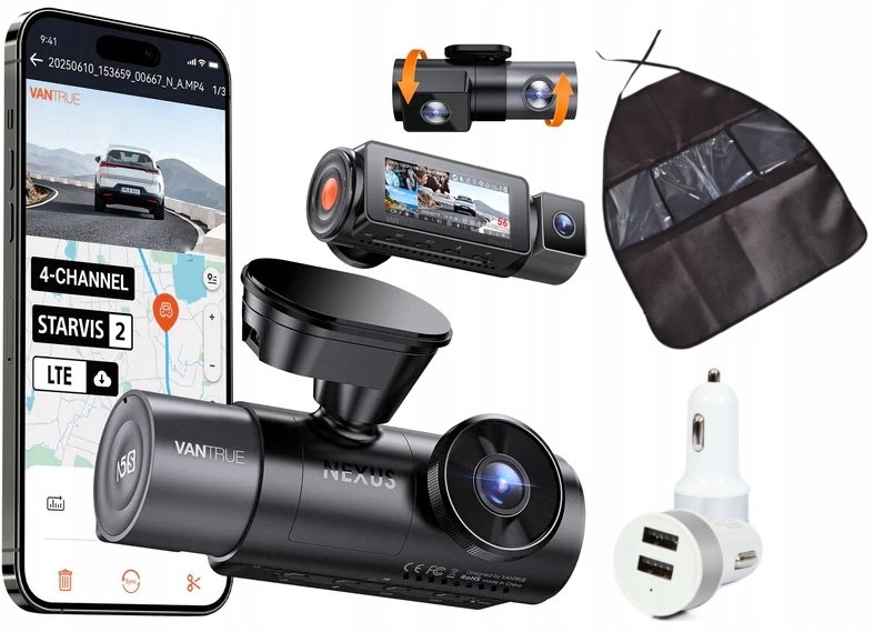 Kamerë për veturë Vantrue N5S Nexus 5 S, 4 kanale, WiFi, e zezë