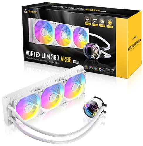 Ftohës uji për procesor Antec Vortex Lum 360, 360mm, ARGB, i bardhë