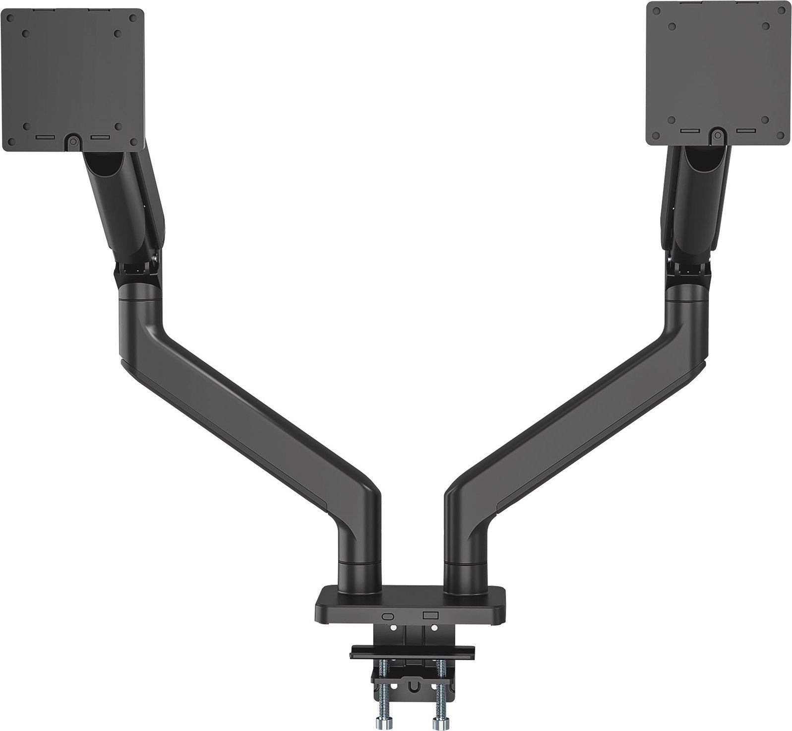 Mbajtëse tavoline dyfishe Manhattan, për monitor dhe TV 13" 45", montim me kapëse ose gromet, e zezë