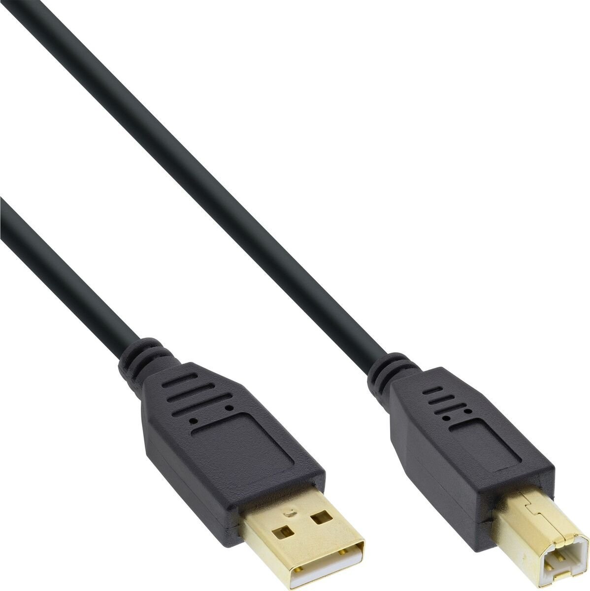 Kabllo USB InLine 70s, USB 2.0 A në B, kontakte të arta, i zi