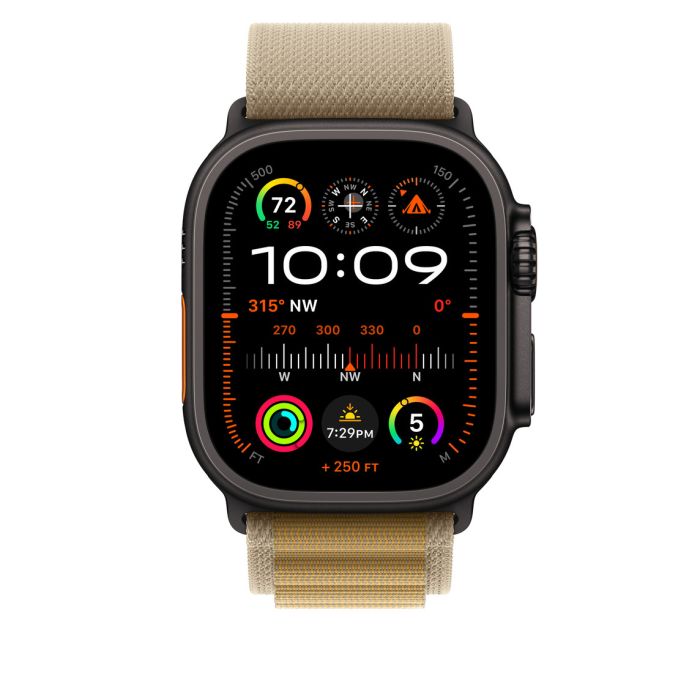 Apple Watch 49mm Loop, Tan Alpine Loop, Black Titanium Finish, M