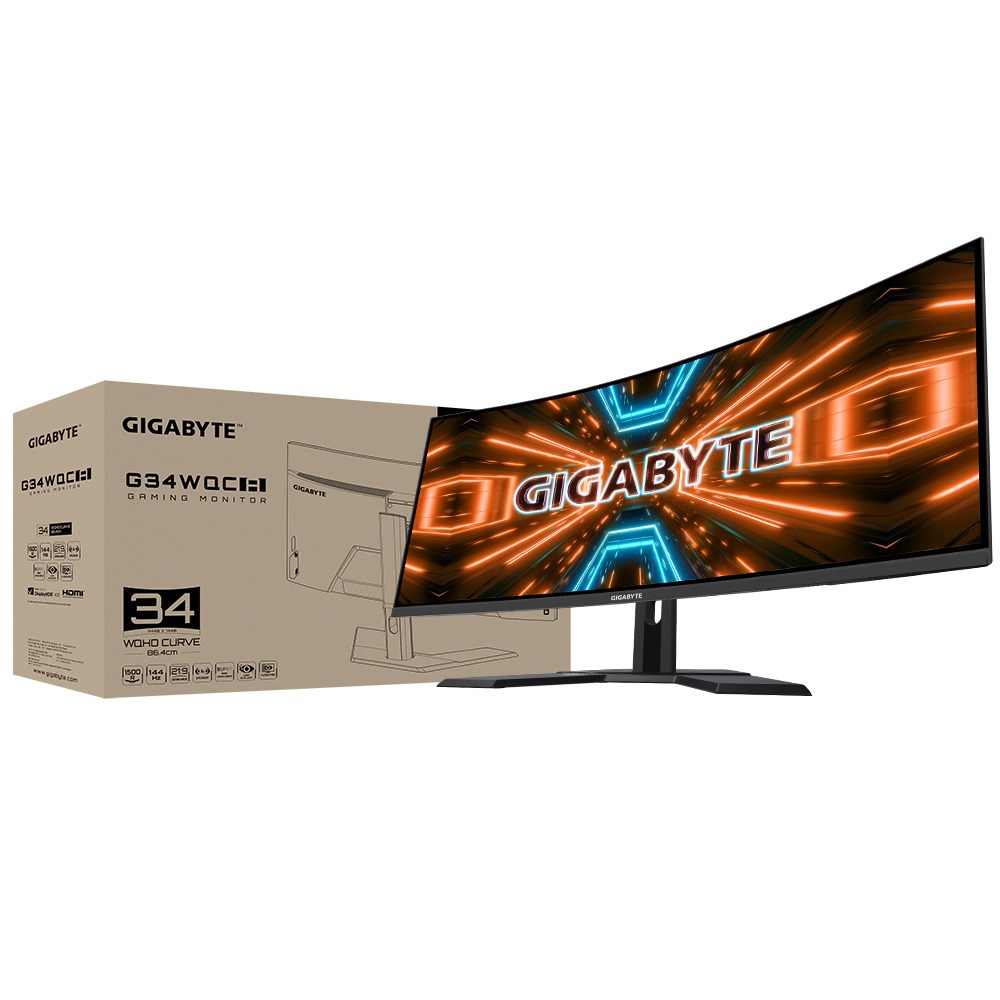 Monitor Gigabyte G34WQC A, 34", 3440 x 1440, UltraWide Quad HD, 144 Hz, i zi