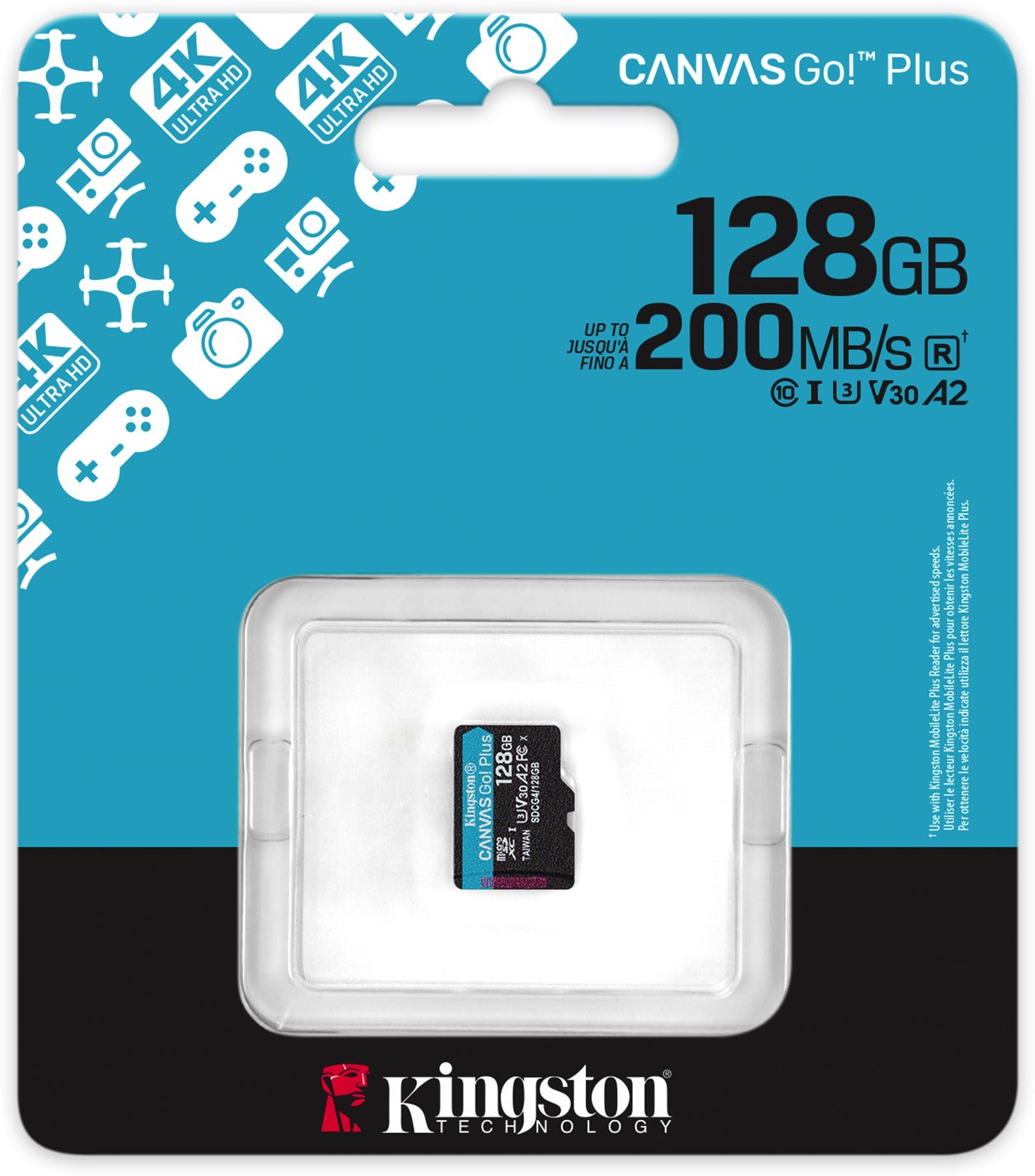 Kartelë memorie Kingston Canvas Go Plus Gen4, 128GB, MicroSDXC A2 U3, pa adapter