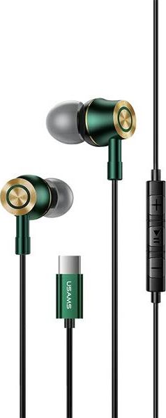 Dëgjuese USAMS EP-43 (HSEP4302), të papërshkrueshme nga uji, USB-C, 20Hz-20kHz, të gjelbra