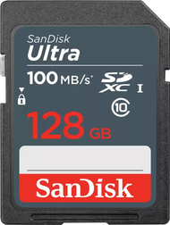 Kartë memorie SanDisk Ultra SDXC, 128GB, Class 10 UHS I, e zezë