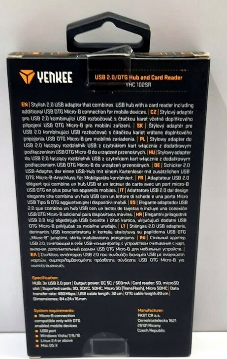 USB хаб Yenkee YHC 103 SR, 3x USB, USB C OTG, сребрен